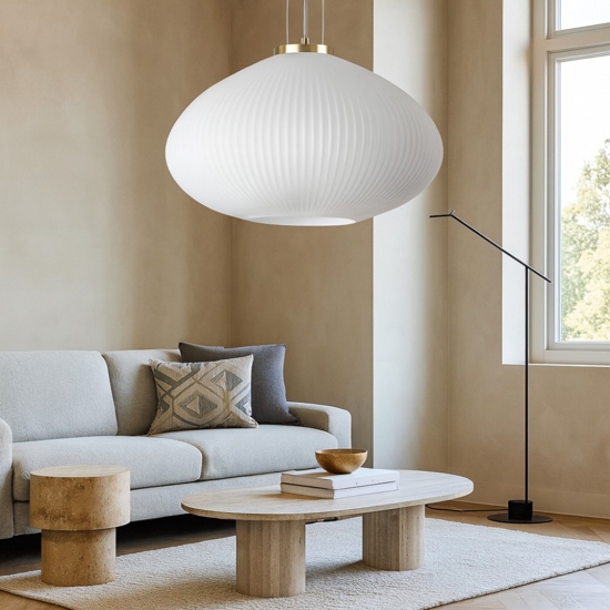 Plisse sp1 d45 ideal lux lampadario sfera di vetro bianco