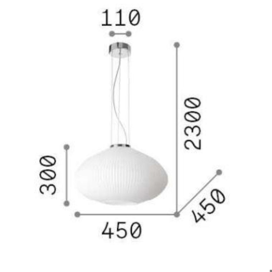 Plisse sp1 d45 ideal lux lampadario sfera di vetro bianco