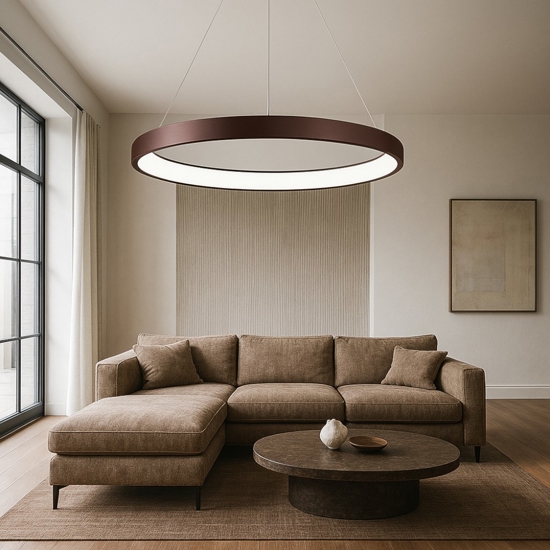 Lampadario marrone cerchio 81cm led 80w 3000k