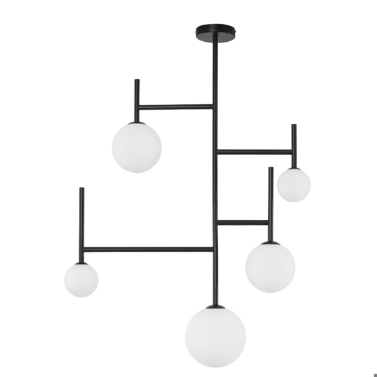 Lampadario verticale sfere vetro design nero per soggiorno