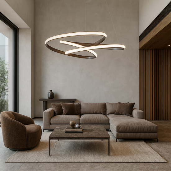 Lampadario design marrone per soggiorno moderno led dimmerabile