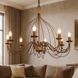 Visualizza i dettagli per Corte sp8 ideal lux lampadario di ferro battuto ruggine Corte sp8 ideal lux lampadario di ferro battuto ruggine