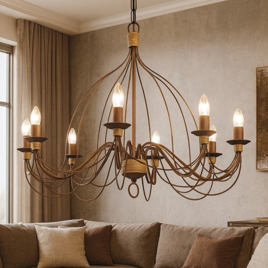 Corte sp8 ideal lux lampadario di ferro battuto ruggine