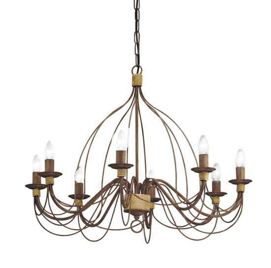 Corte sp8 ideal lux lampadario di ferro battuto ruggine