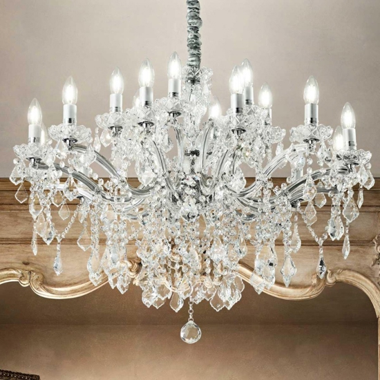 Florian sp18 ideal lux lampadario di cristallo 18 luci per salone