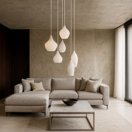 Soft sp6 lampadario bianco moderno ideal lux