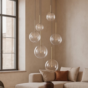 Ideal lux equinoxe sp6 lampadario dorato con bocce vetro