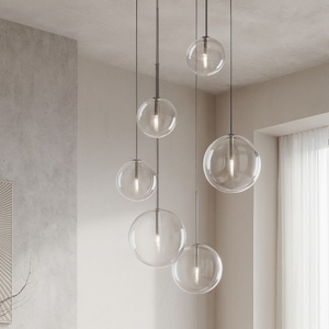 Equinoxe sp6 ideal lux lampadario a cascata con sfere di vetro moderno