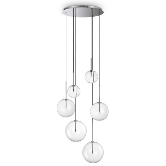 Equinoxe sp6 ideal lux lampadario a cascata con sfere di vetro moderno