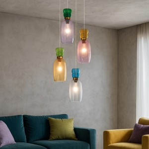 Lampadario led vetri multicolor per soggiorno