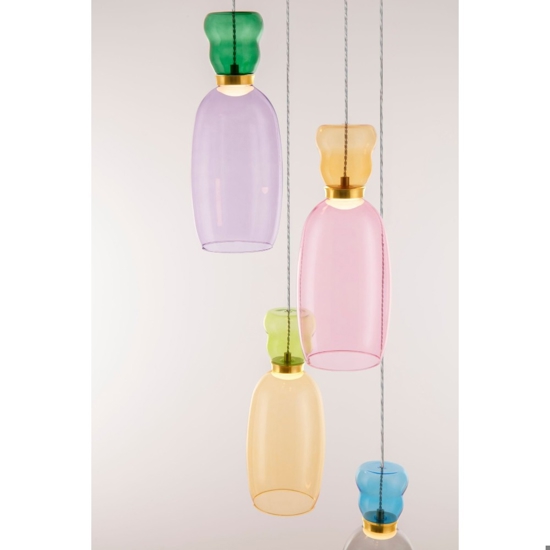Lampadario led vetri multicolor per soggiorno