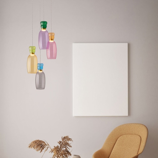 Lampadario led vetri multicolor per soggiorno