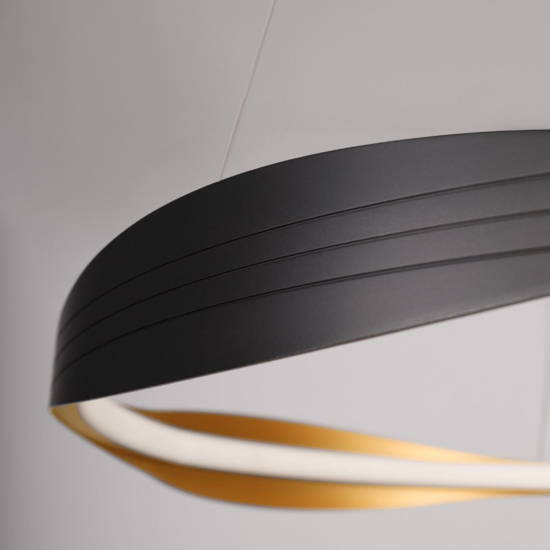 Lampadario moderno nero oro anello led 2700k-5000k con telecomando