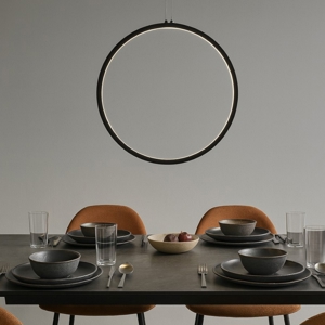 Lampadario cerchio 80cm nero led 48w 3000k