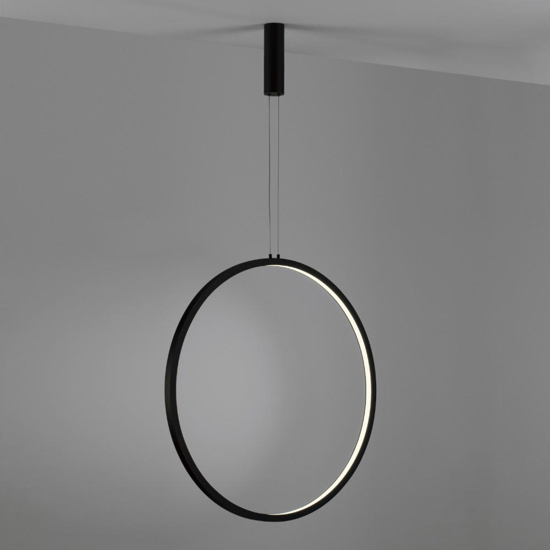 Lampadario cerchio 80cm nero led 48w 3000k