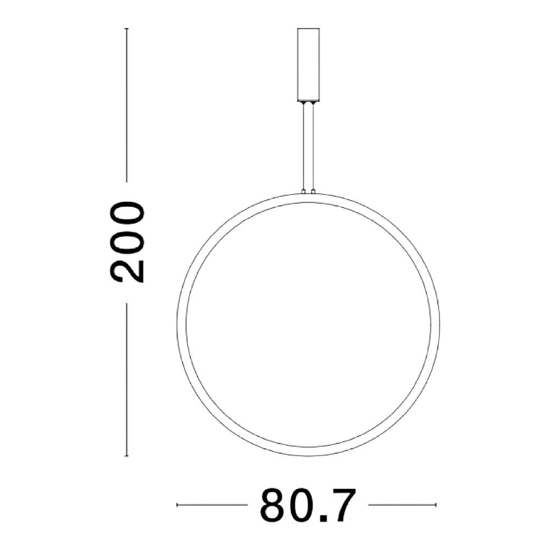 Lampadario cerchio 80cm nero led 48w 3000k