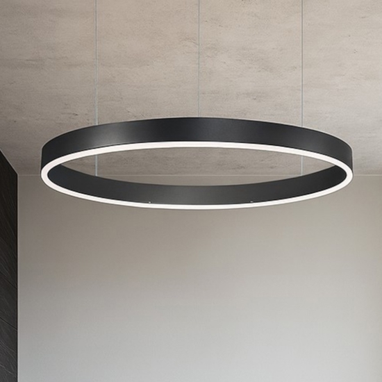 Lampadario anello nero 100cm led 60w 3000k dimmerabile