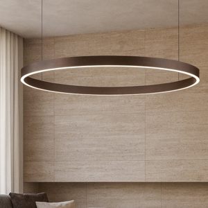 Visualizza i dettagli per Lampadario moderno cerchio marrone 98cm led 3000k per soggiorno Lampadario moderno cerchio marrone 98cm led 3000k per soggiorno