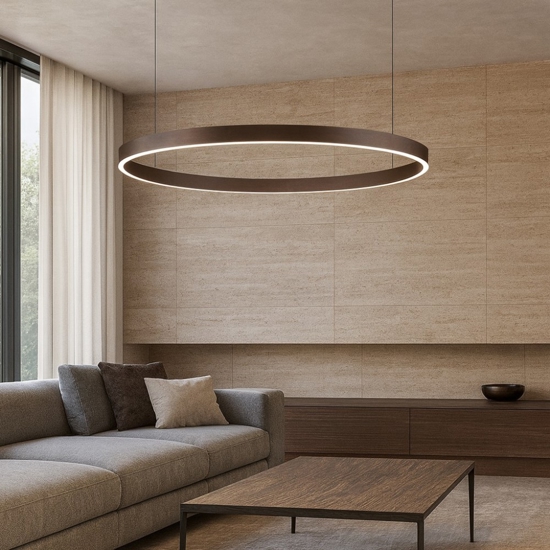 Lampadario moderno cerchio marrone 98cm led 3000k per soggiorno