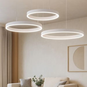 Visualizza i dettagli per Composizione 3 lampade ad anelli bianco led 2700k a 6000k dimmerabile Composizione 3 lampade ad anelli bianco led 2700k a 6000k dimmerabile