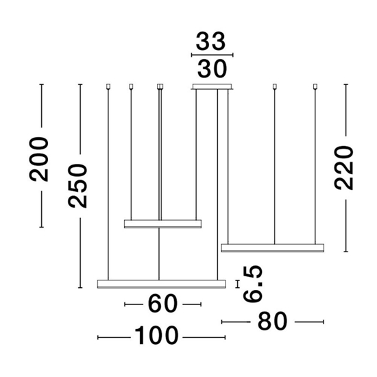 Composizione 3 lampade ad anelli bianco led 2700k a 6000k dimmerabile