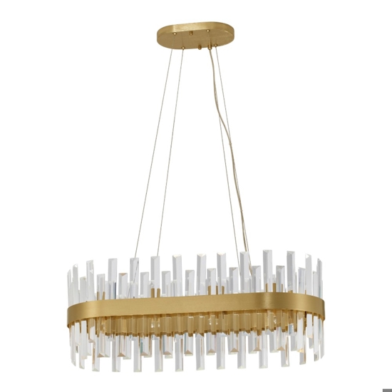 Lampadario oro ovale con cristalli per soggiorno