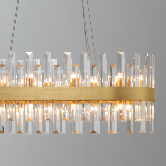 Lampadario oro ovale con cristalli per soggiorno