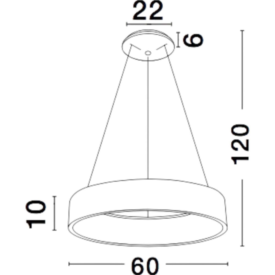 Lampadario cerchio 60cm moderno bianco led 3000k