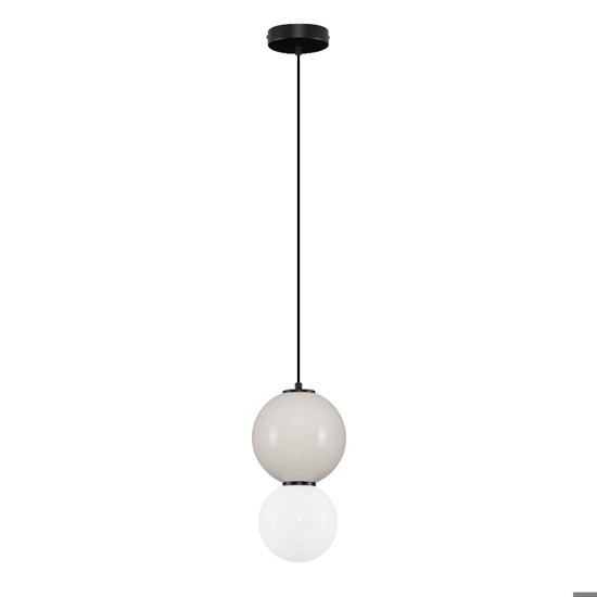 Lampada a sospensione in porcellana e vetro opalino diametro 18cm led 3000k