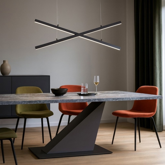Lampadario x design moderno led nero per soggiorno