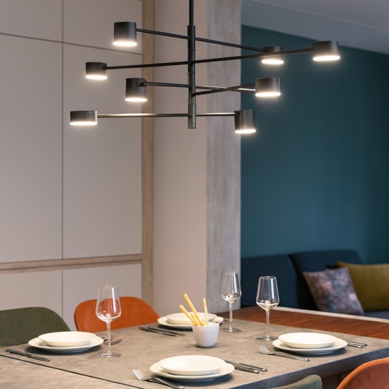 Lampadario per sala da pranzo moderna nero luci orientabili
