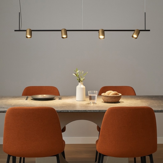 Lampadario da tavolo nero marrone spot orientabili