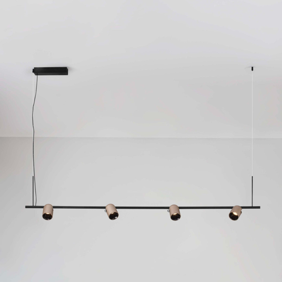 Lampadario da tavolo nero marrone spot orientabili