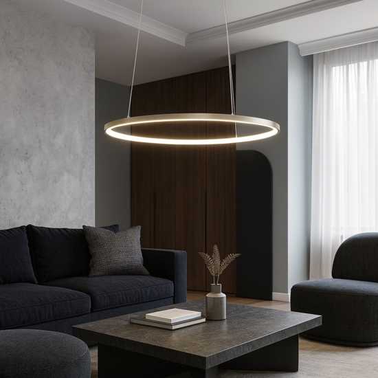 Lampadario cerchio 60cm sottile oro led 37w 3000k