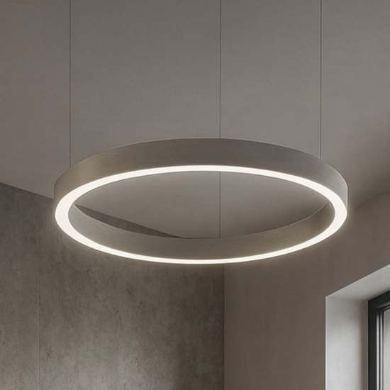 Lampadario cerchio grigio 60cm led biemissione 60w 3000k dimmerabile