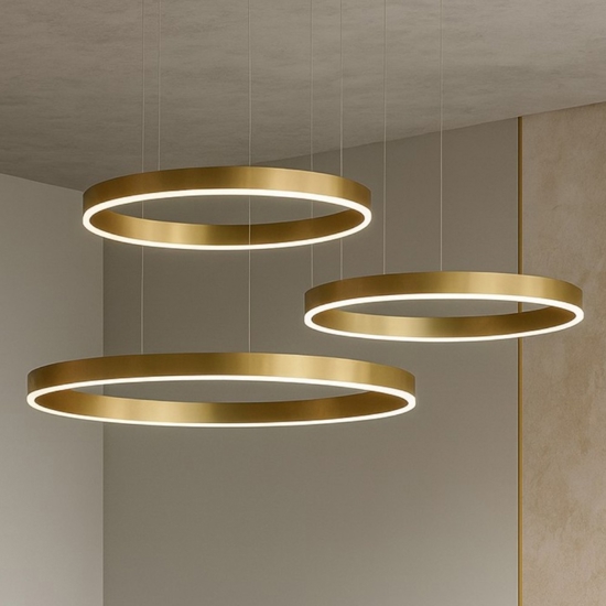 Lampadari modrni per soggiorno cerchi oro led 140w 3000k dimmerabile