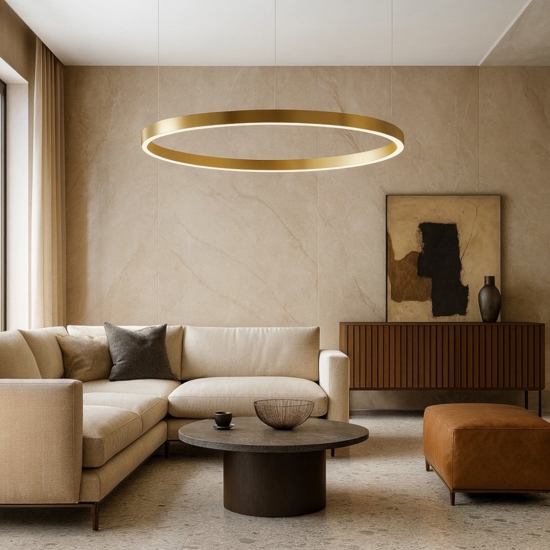 Lampadario cerchio 120cm oro led 72w 3000k dimmerabile
