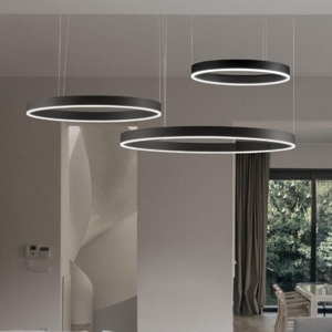 Visualizza i dettagli per Composizione 3 lampadari anelli cerchi nero led 140w 2700k a 6000k Composizione 3 lampadari anelli cerchi nero led 140w 2700k a 6000k