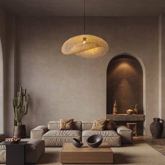 Lampadario da cucina design boho in bambu' diametro 76cm