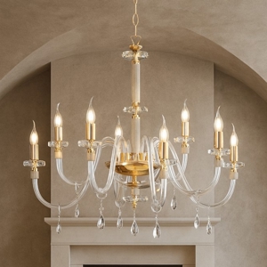 Lp dido ondaluce lampadario cristallo e dettagli oro
