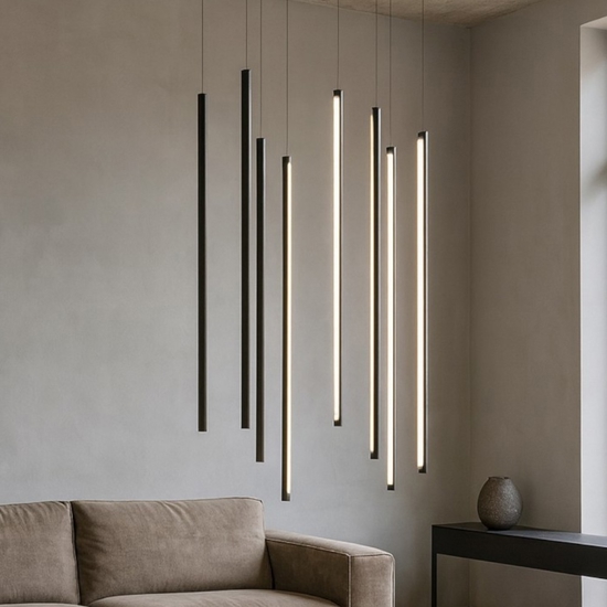 Lampadario moderno nero 8 luci ondaluce genius led 3000k