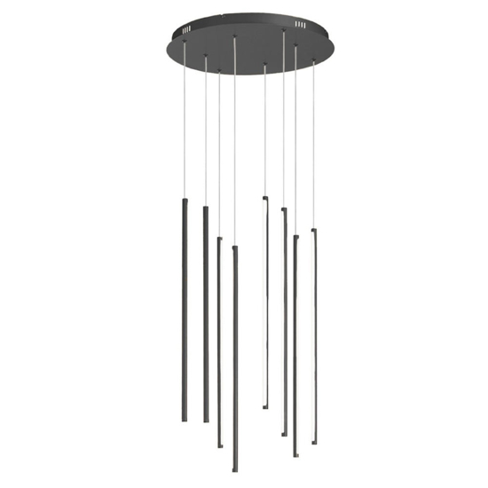 Lampadario moderno nero 8 luci ondaluce genius led 3000k