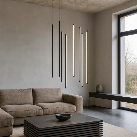 Lampadario moderno nero 8 luci ondaluce genius led 3000k