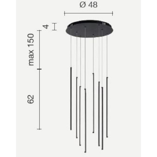 Lampadario moderno nero 8 luci ondaluce genius led 3000k