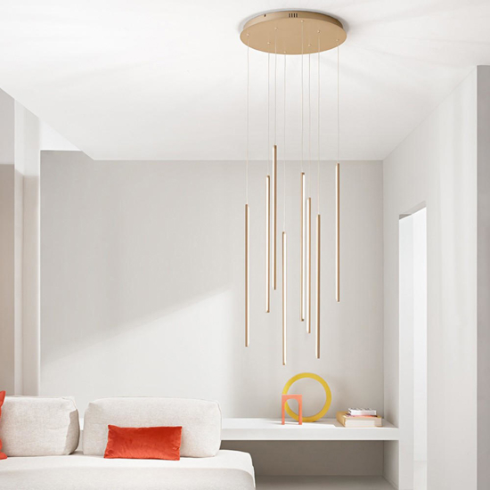 Ondaluce genius lampadario oro design moderno per soggiorno
