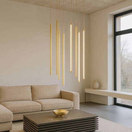 Ondaluce genius lampadario oro design moderno per soggiorno