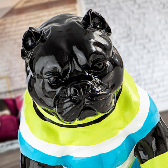 Soprammobile moderno statuetta pitbull nero righe colorate