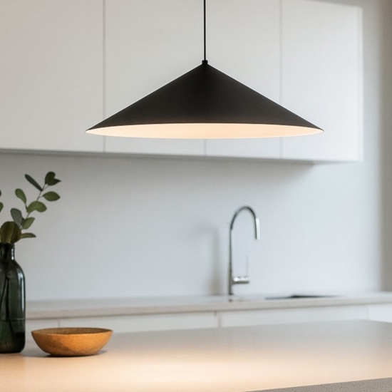 Lampada a sospensione per isola cucina design minimal nera led 3000k