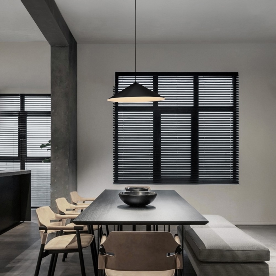 Lampada a sospensione per isola cucina design minimal nera led 3000k