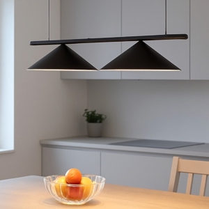 Lampadario da cucina nero minimal 2 luci led 3000k